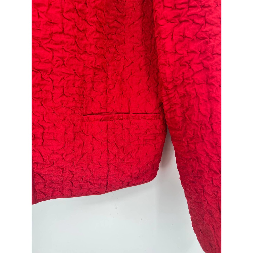 Chico's fully lined red crinkle texture blazer jacket size 1 or size 8 - Picture 4 of 8